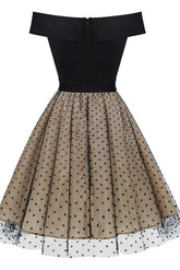 Vestido corto mini de corte A con hombros descubiertos para fiesta de bienvenida